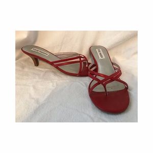Steve Madden red leather strappy slides